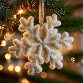 The Winter Wool Snowflake – Handmade Wool Felt Christmas Hanging Ornament