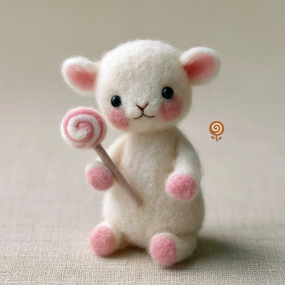 The Sweet-Toothed Little Lamb – Handmade Wool Felt Figurine
