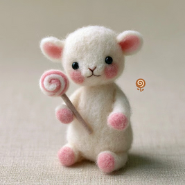 The Sweet-Toothed Little Lamb – Handmade Wool Felt Figurine
