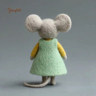 Daisy Dress Mouse – Wool Felt Cottagecore Desk Figurine