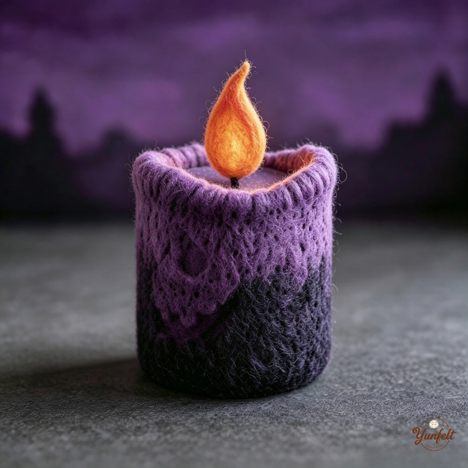 Handmade Wool Felt Halloween Candle Collection – Spooky Desk Decor Gift