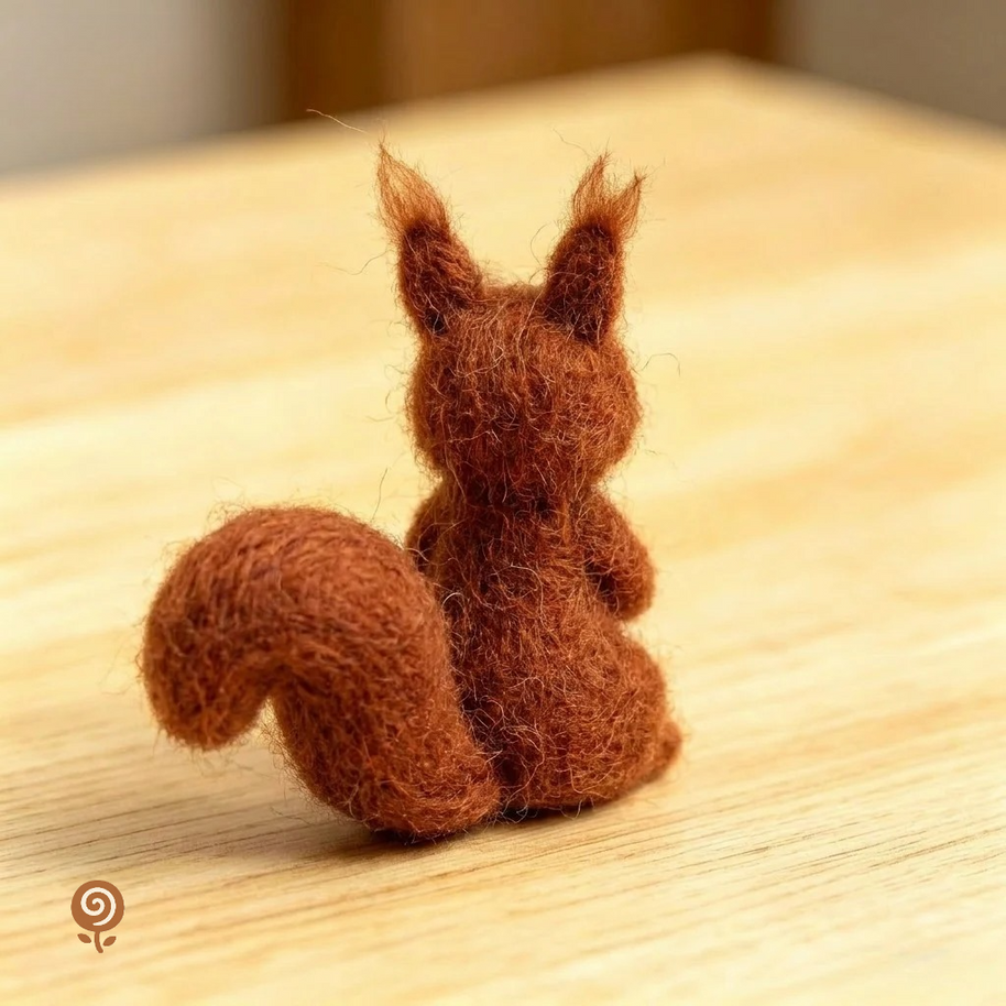 The Bright-Eyed Red Squirrel – Handmade Wool Felt Woodland Figurine