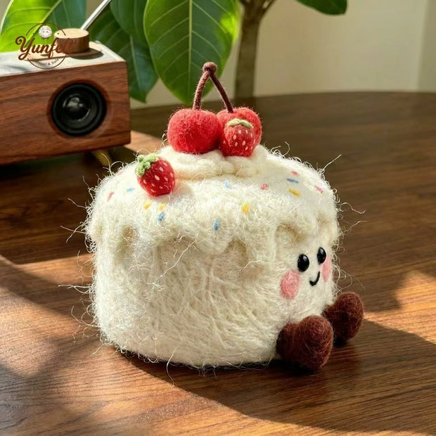 Handmade Wool Felt Berry Cake Figurine – Sweet Desk Decor Gift