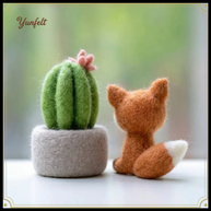 Fox & Cactus Companions – Wool Felt Whimsical Desk Set