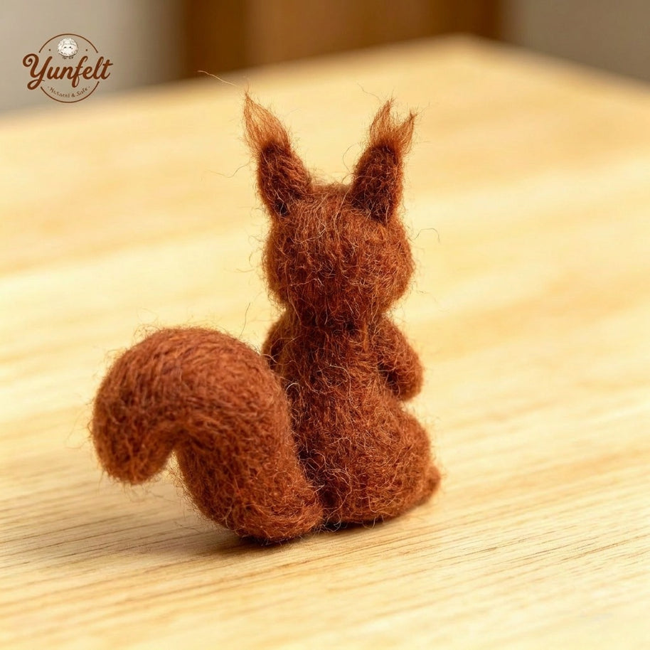 Handmade Wool Felt Red Squirrel Figurine – Woodland Desk Decor Gift