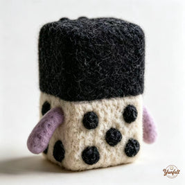 The Puzzled Polka-Dot Monster – Handmade Wool Felt Figurine