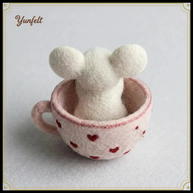 Teacup Mouse Figurine – Wool Felt Valentine’s Day Love Token