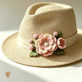 The Blush Garden Flower Brooch – Handmade Wool Felt Floral Hat Accessory