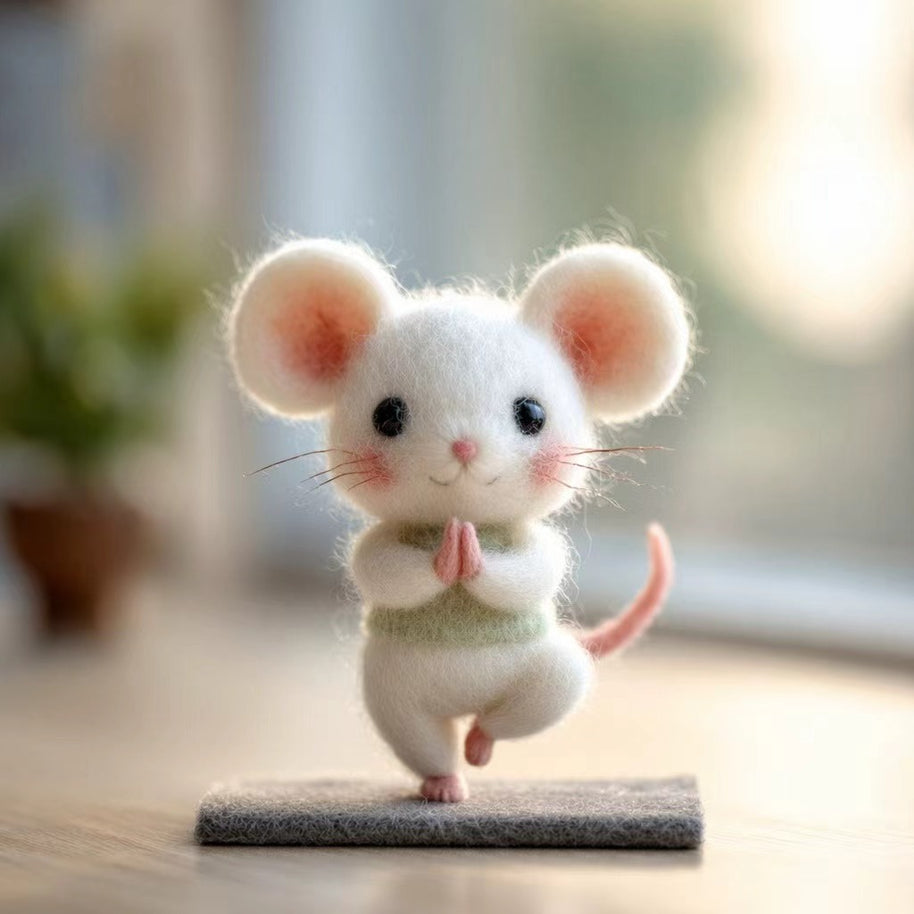 The Little Kung Fu Mouse – Handmade Wool Felt Figurine