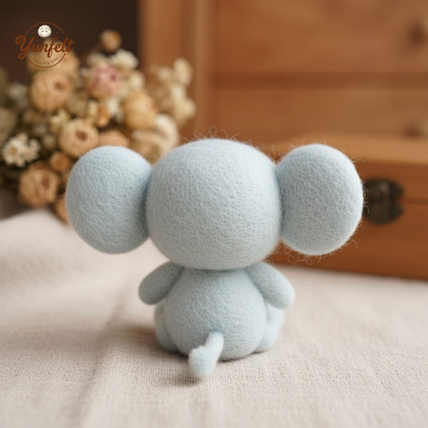 Gentle Big‑Ear Grey Elephant – Wool Felt Baby Shower Gift
