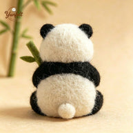 Handmade Wool Felt Panda Figurine – Bamboo Desk Decor Gift