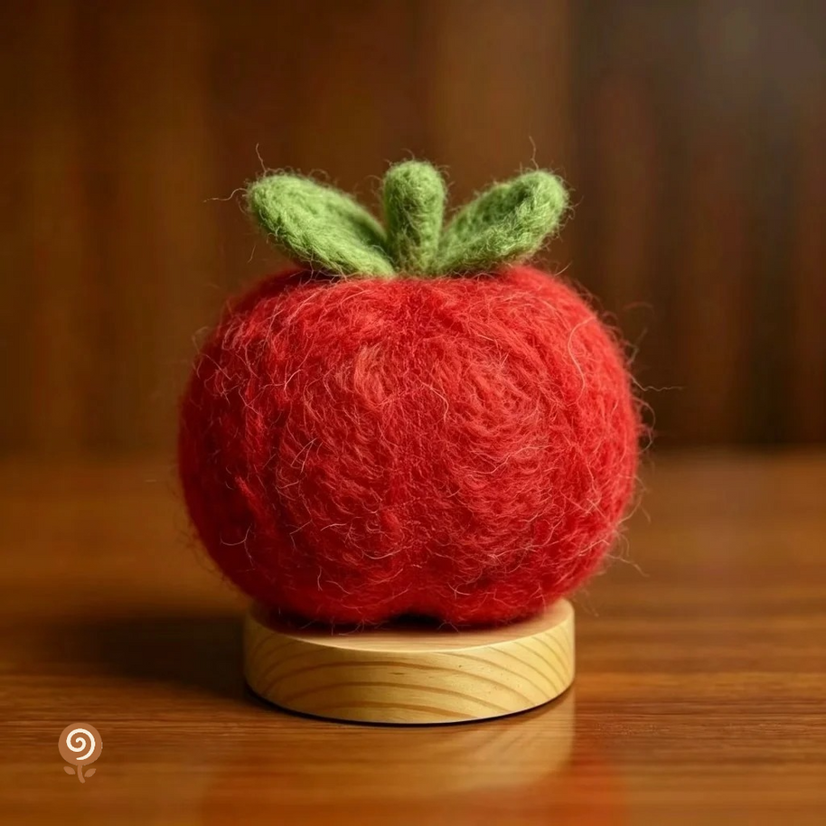 The Sleepy Little Apple – Handmade Wool Felt Figurine