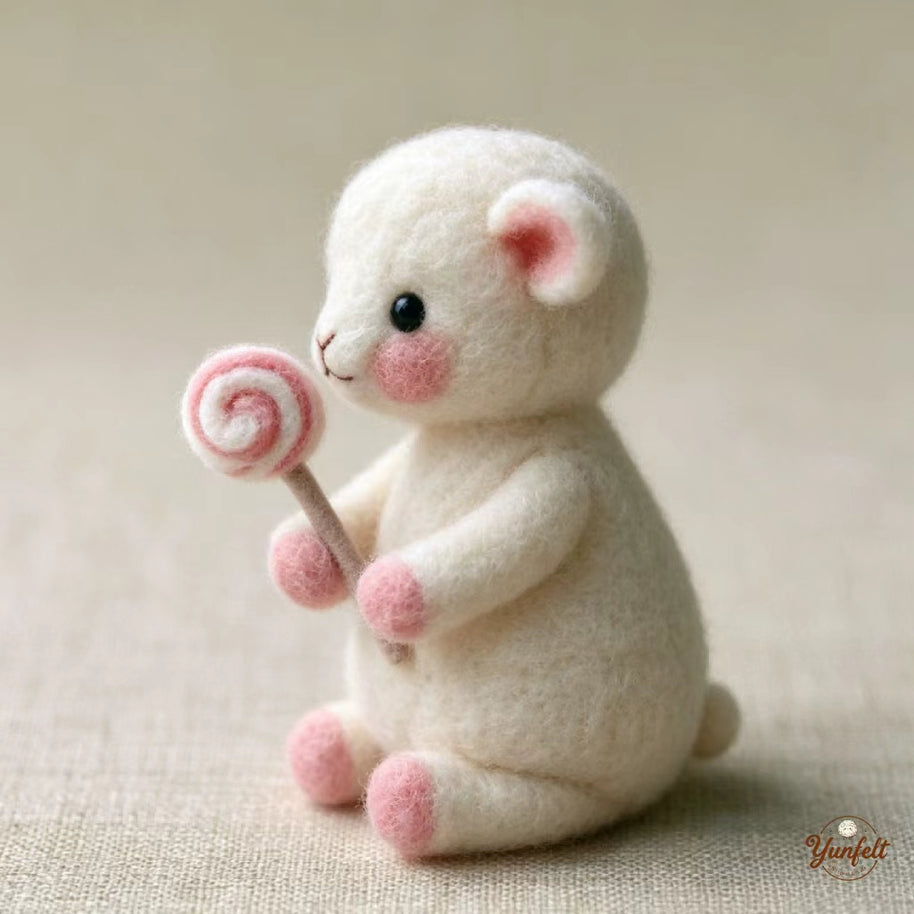 The Sweet-Toothed Little Lamb – Handmade Wool Felt Figurine