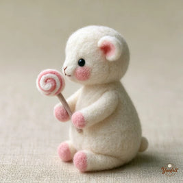 The Sweet-Toothed Little Lamb – Handmade Wool Felt Figurine