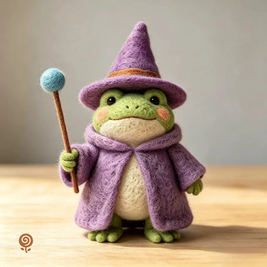 The Purple-Robed Frog Wizard – Handmade Wool Felt Fantasy Figurine